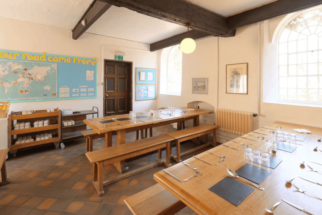 canteen area with table and chairs at flatford mill