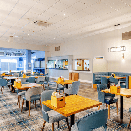 social area with tables and chairs