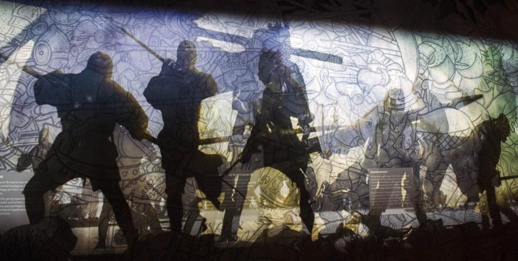 knights in battle at King Richard III Visitor Centre