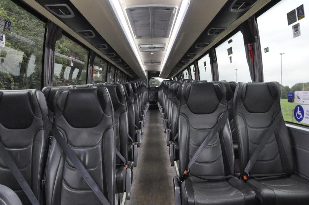 inside of a private hire coach for school trip transport