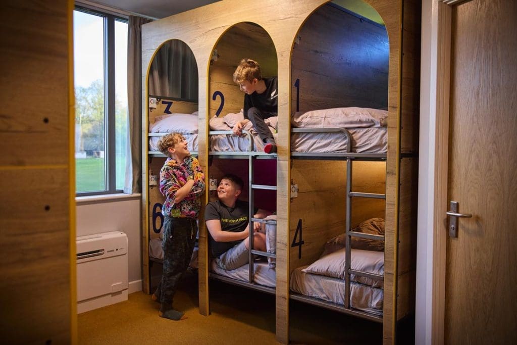 students in bunk beds at green park accommodation bunkhouse