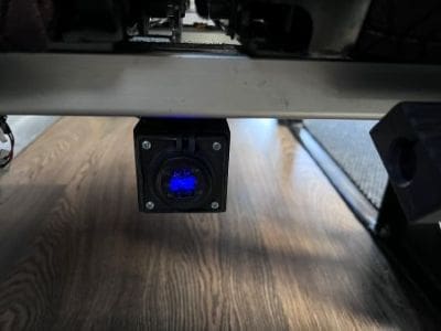 square USB charger point on coach