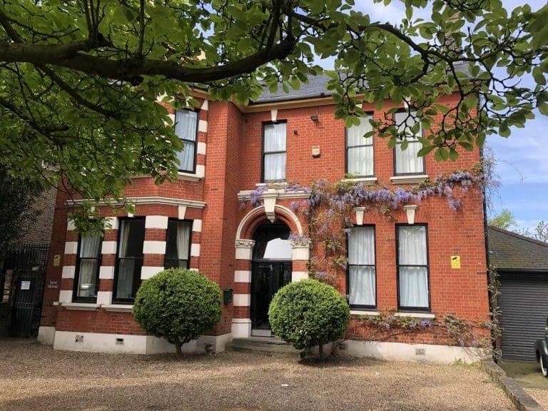 outside front of accommodation block in london