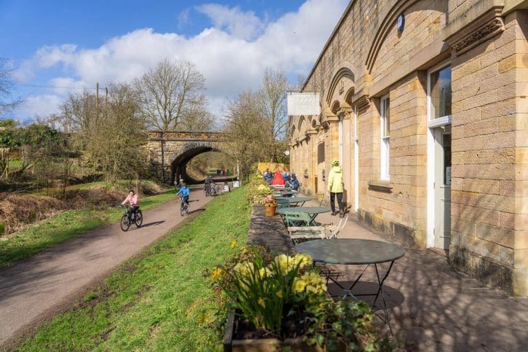 cycle path with students
