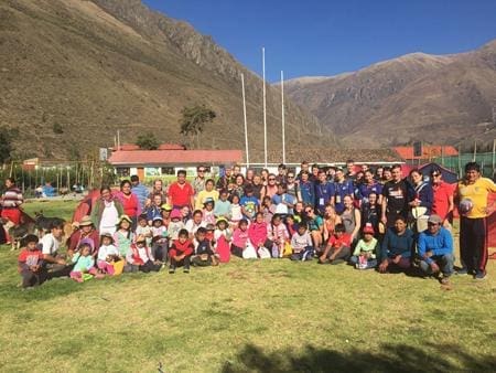 school pupils in a group on a expedition trip