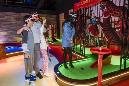 crazy golf area with canteen