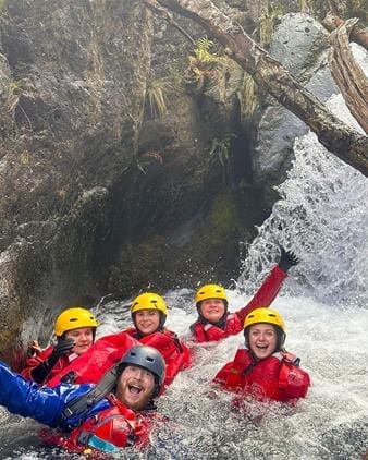 school group doing gorge activities